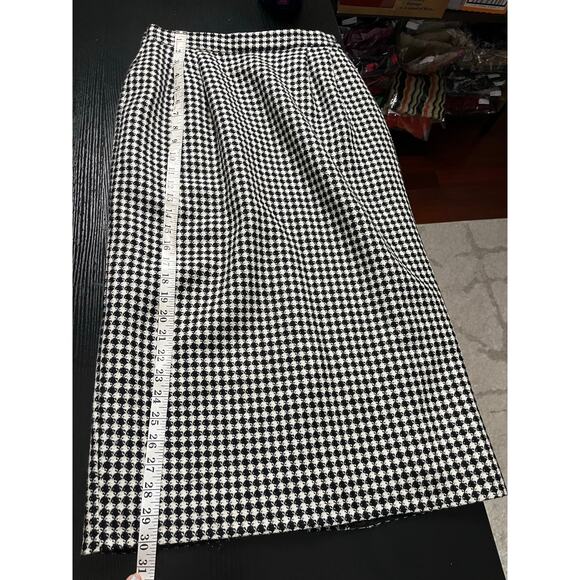 Vintage Vinci Clothiers Wool Houndstooth Midi Skirt - Picture 5 of 9